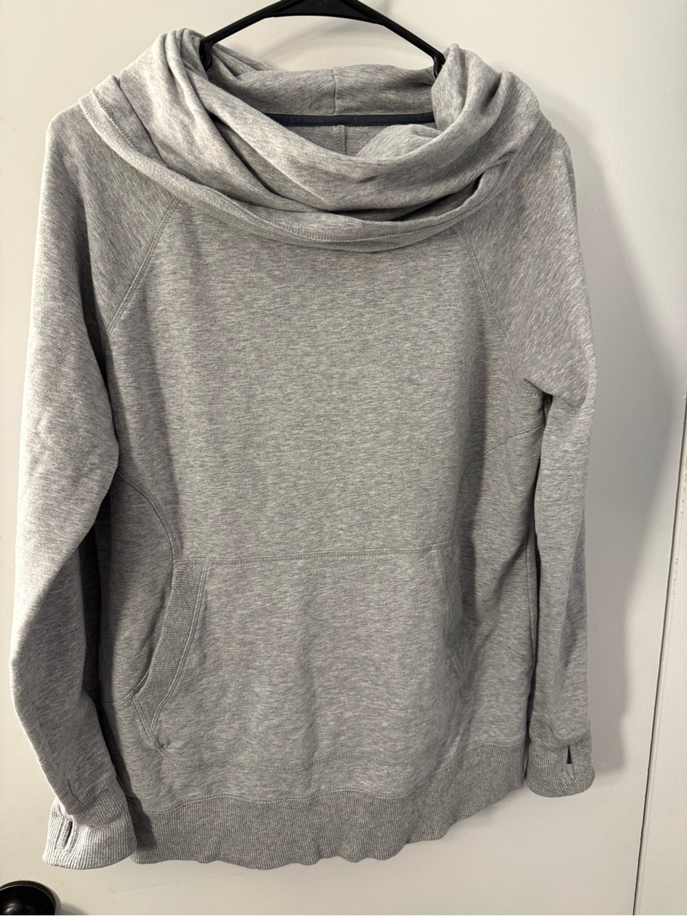 L.L. Bean Light Gray Cowl Neck Pullover